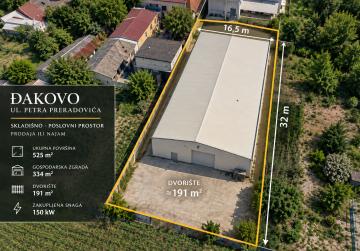 ĐAKOVO, PETRA PRERADOVIĆA – SKLADIŠNA HALA 334 m², 150 kW