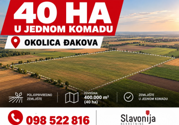 PRODAJA 40 HEKTARA POLJOPRIVREDNOG ZEMLJIŠTA [ĐAKOVO], Đakovo, Hrvatska